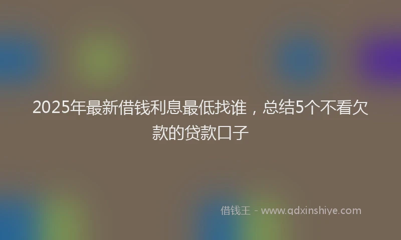 2025年最新借钱利息最低找谁，总结5个不看欠款的贷款口子