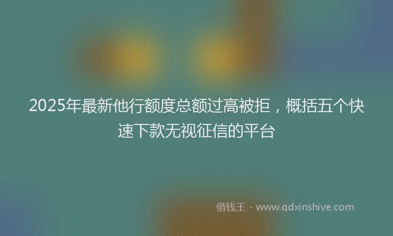 2025年最新他行额度总额过高被拒，概括五个快速下款无视征信的平台