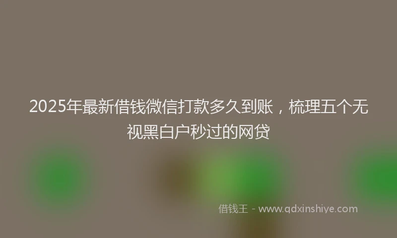 2025年最新借钱微信打款多久到账，梳理五个无视黑白户秒过的网贷