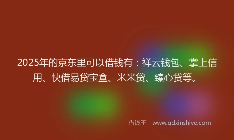 2025年的京东里可以借钱有：祥云钱包、掌上信用、快借易贷宝盒、米米贷、臻心贷等。
