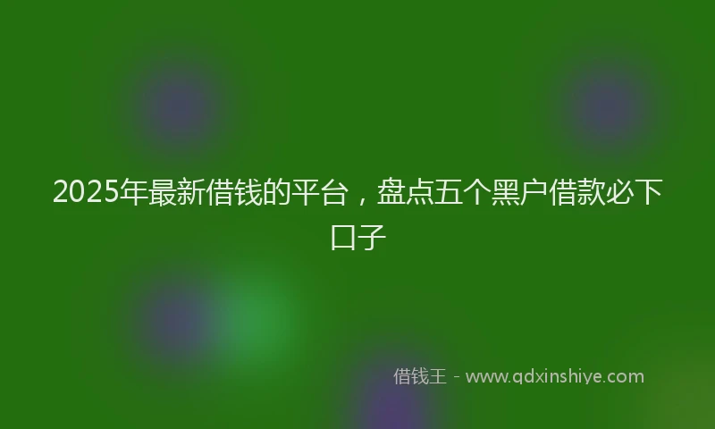 2025年最新借钱的平台，盘点五个黑户借款必下口子