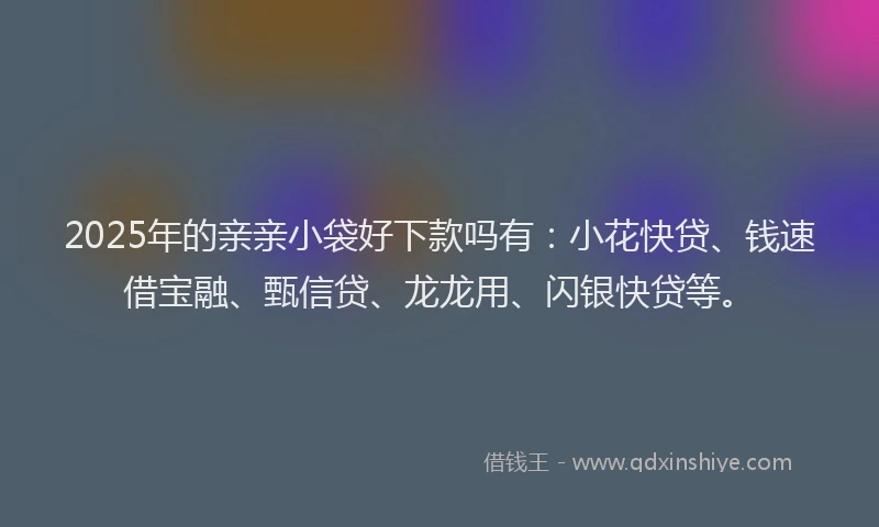 2025年的亲亲小袋好下款吗有：小花快贷、钱速借宝融、甄信贷、龙龙用、闪银快贷等。