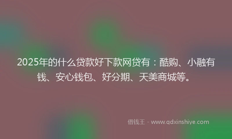 2025年的什么贷款好下款网贷有：酷购、小融有钱、安心钱包、好分期、天美商城等。