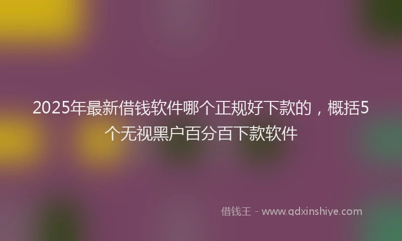 2025年最新借钱软件哪个正规好下款的，概括5个无视黑户百分百下款软件