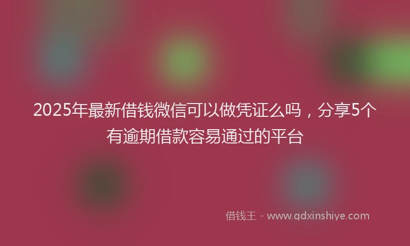 2025年最新借钱微信可以做凭证么吗，分享5个有逾期借款容易通过的平台