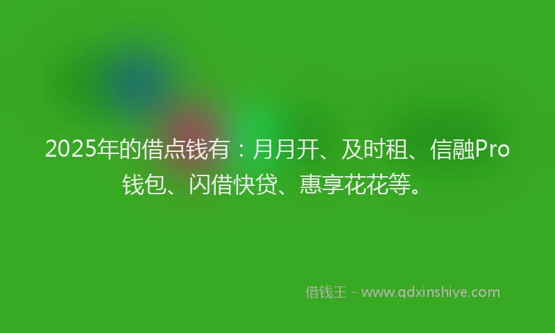 2025年的借点钱有：月月开、及时租、信融Pro钱包、闪借快贷、惠享花花等。