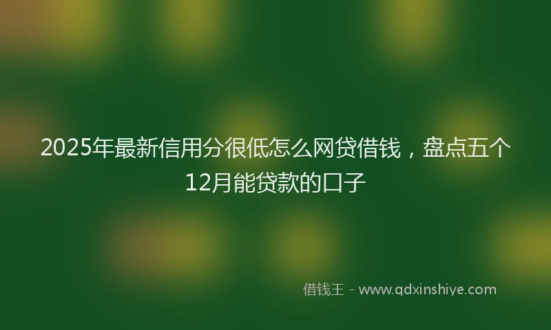 2025年最新信用分很低怎么网贷借钱，盘点五个12月能贷款的口子