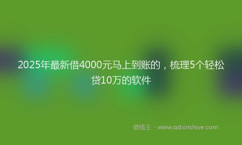 2025年最新借4000元马上到账的，梳理5个轻松贷10万的软件