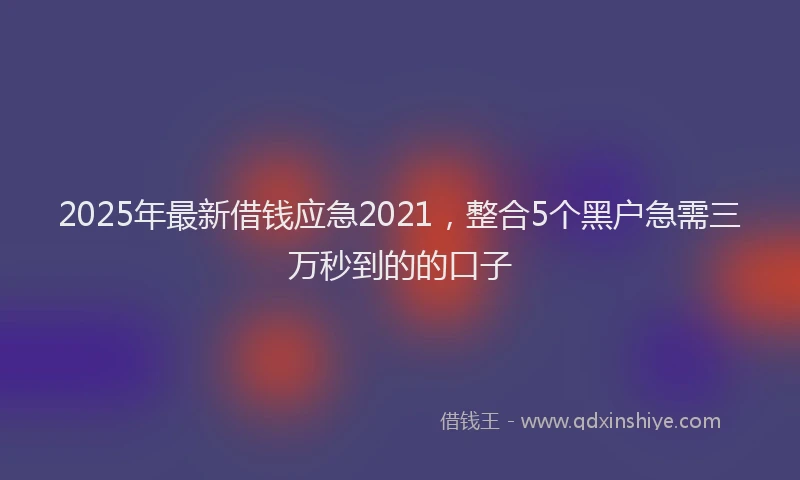 2025年最新借钱应急2021，整合5个黑户急需三万秒到的的口子