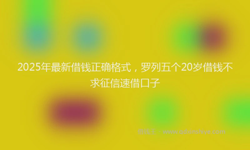2025年最新借钱正确格式，罗列五个20岁借钱不求征信速借口子
