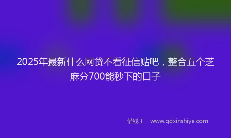 2025年最新什么网贷不看征信贴吧，整合五个芝麻分700能秒下的口子