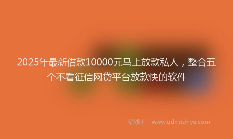 2025年最新借款10000元马上放款私人，整合五个不看征信网贷平台放款快的软件