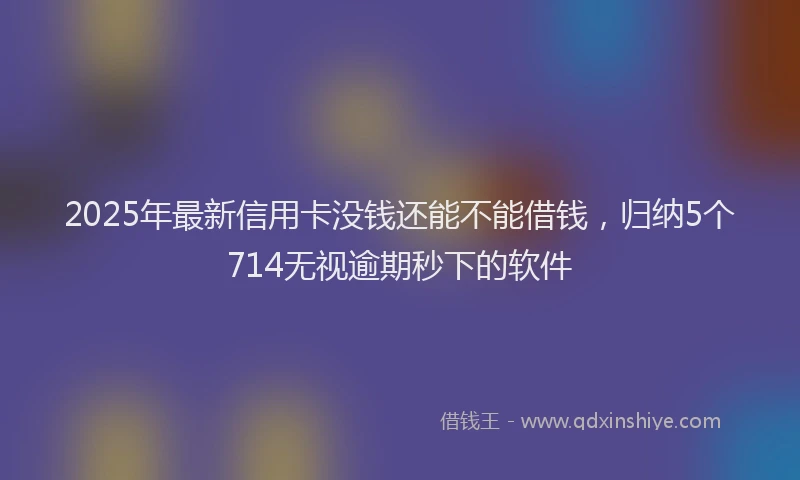 2025年最新信用卡没钱还能不能借钱，归纳5个714无视逾期秒下的软件