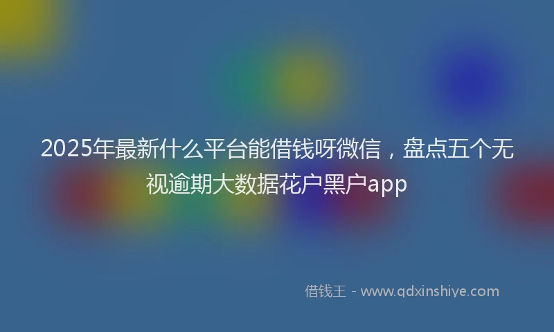 2025年最新什么平台能借钱呀微信，盘点五个无视逾期大数据花户黑户app