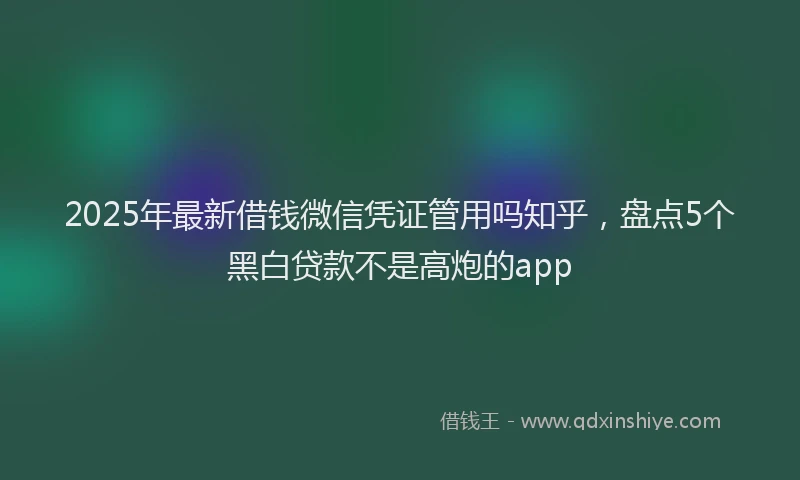 2025年最新借钱微信凭证管用吗知乎，盘点5个黑白贷款不是高炮的app