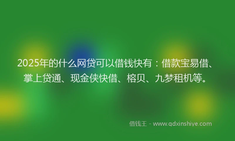 2025年的什么网贷可以借钱快有：借款宝易借、掌上贷通、现金侠快借、榕贝、九梦租机等。