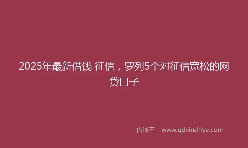2025年最新借钱 征信，罗列5个对征信宽松的网贷口子