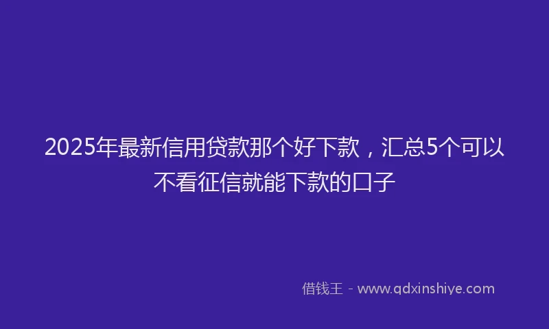 2025年最新信用贷款那个好下款，汇总5个可以不看征信就能下款的口子