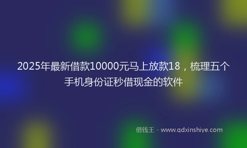 2025年最新借款10000元马上放款18，梳理五个手机身份证秒借现金的软件