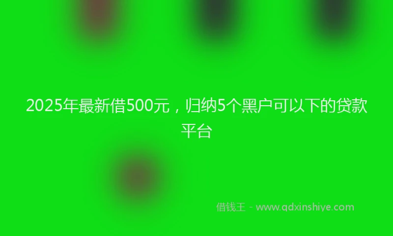 2025年最新借500元，归纳5个黑户可以下的贷款平台