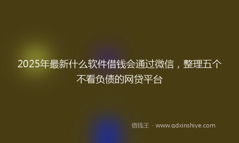 2025年最新什么软件借钱会通过微信，整理五个不看负债的网贷平台