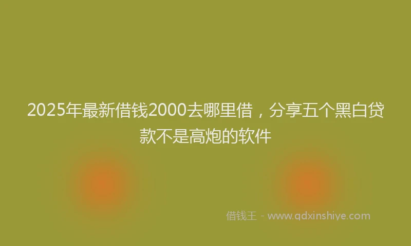 2025年最新借钱2000去哪里借，分享五个黑白贷款不是高炮的软件