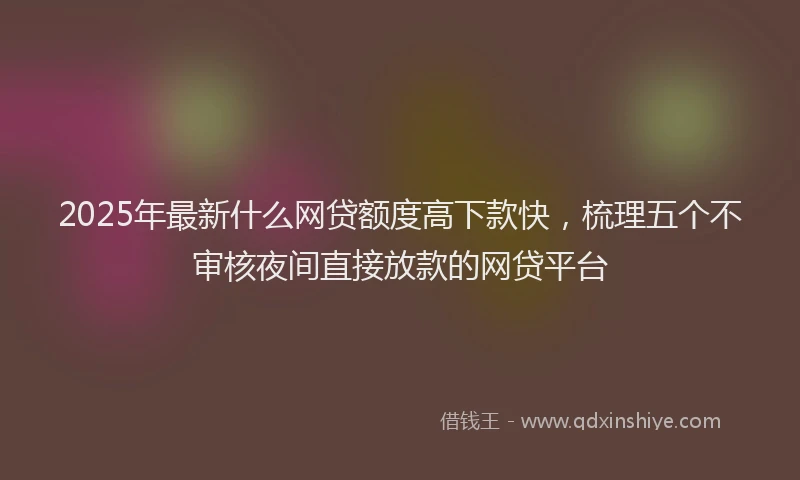 2025年最新什么网贷额度高下款快，梳理五个不审核夜间直接放款的网贷平台