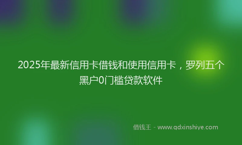 2025年最新信用卡借钱和使用信用卡，罗列五个黑户0门槛贷款软件