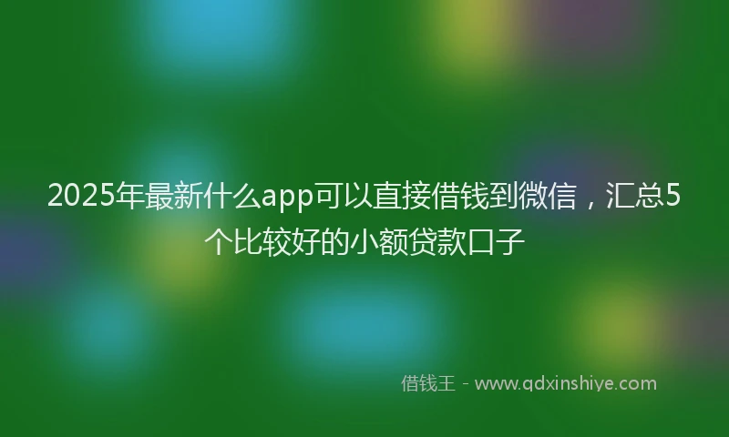 2025年最新什么app可以直接借钱到微信，汇总5个比较好的小额贷款口子