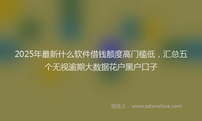 2025年最新什么软件借钱额度高门槛低，汇总五个无视逾期大数据花户黑户口子
