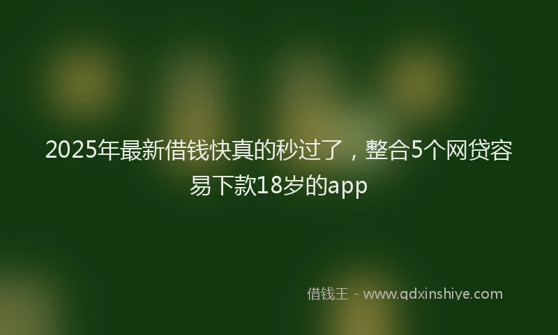 2025年最新借钱快真的秒过了，整合5个网贷容易下款18岁的app
