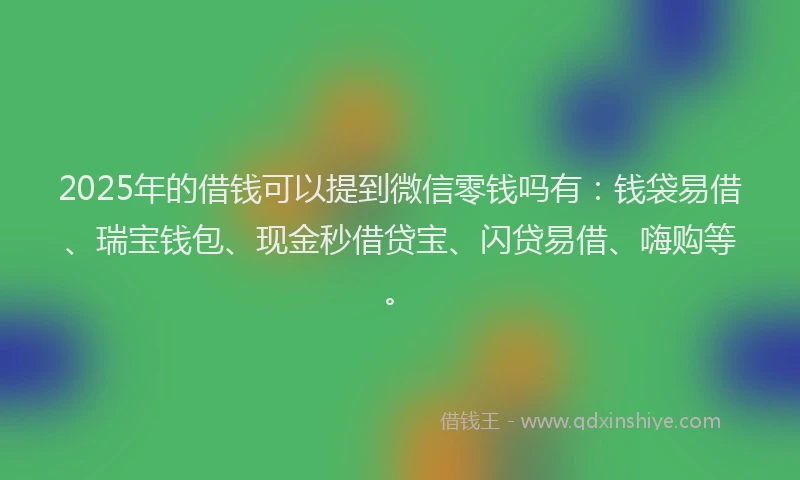 2025年的借钱可以提到微信零钱吗有：钱袋易借、瑞宝钱包、现金秒借贷宝、闪贷易借、嗨购等。