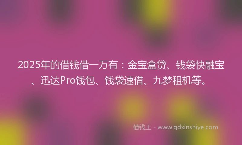 2025年的借钱借一万有：金宝盒贷、钱袋快融宝、迅达Pro钱包、钱袋速借、九梦租机等。
