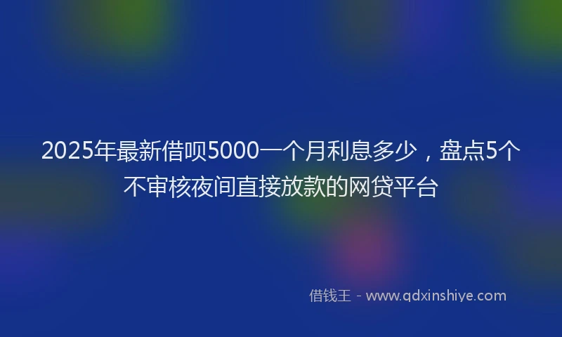 2025年最新借呗5000一个月利息多少，盘点5个不审核夜间直接放款的网贷平台