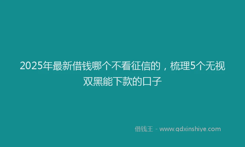 2025年最新借钱哪个不看征信的，梳理5个无视双黑能下款的口子