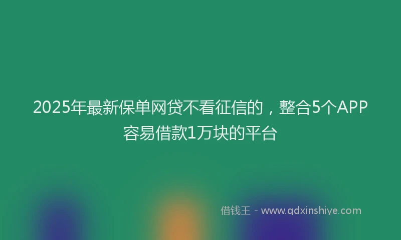 2025年最新保单网贷不看征信的，整合5个APP容易借款1万块的平台