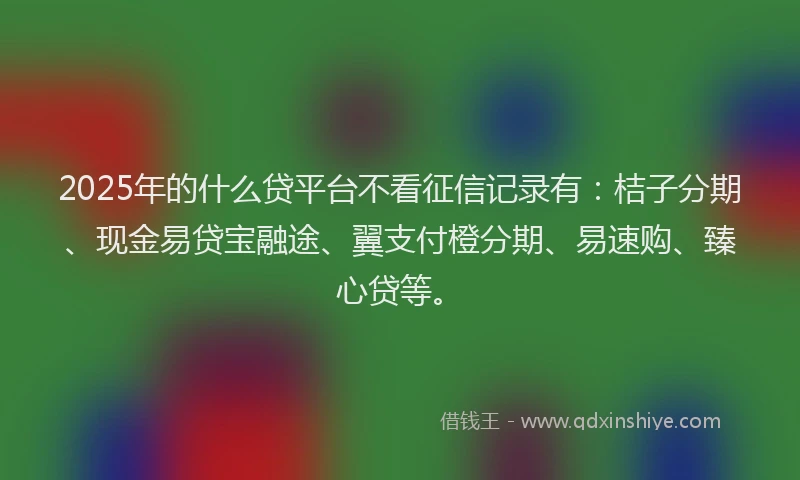 2025年的什么贷平台不看征信记录有：桔子分期、现金易贷宝融途、翼支付橙分期、易速购、臻心贷等。