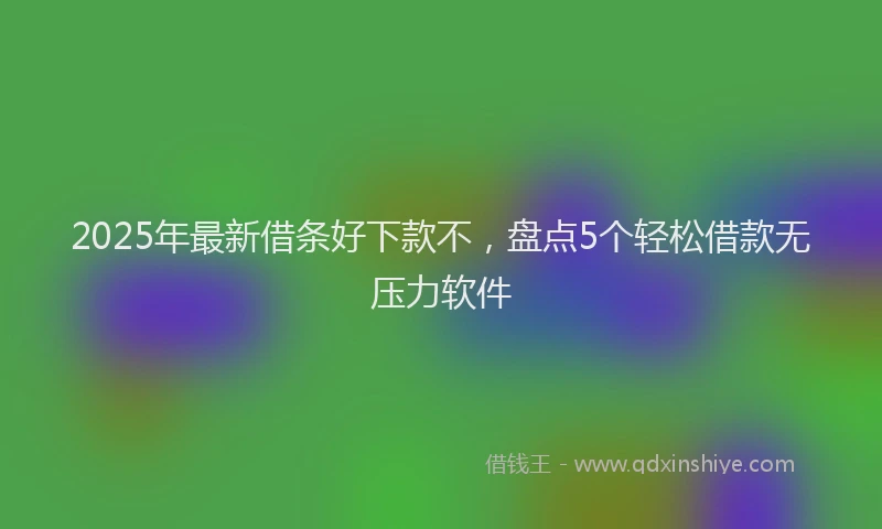 2025年最新借条好下款不，盘点5个轻松借款无压力软件