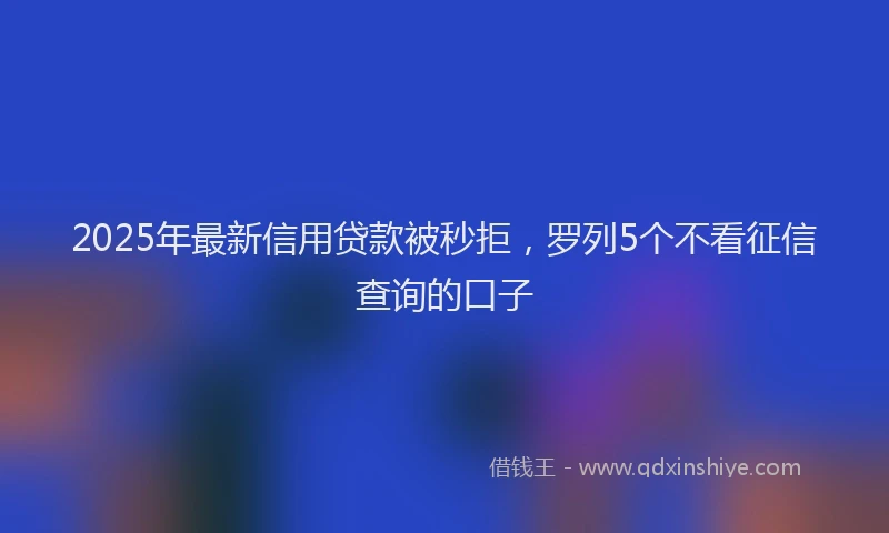 2025年最新信用贷款被秒拒，罗列5个不看征信查询的口子