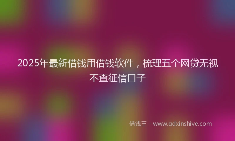 2025年最新借钱用借钱软件，梳理五个网贷无视不查征信口子