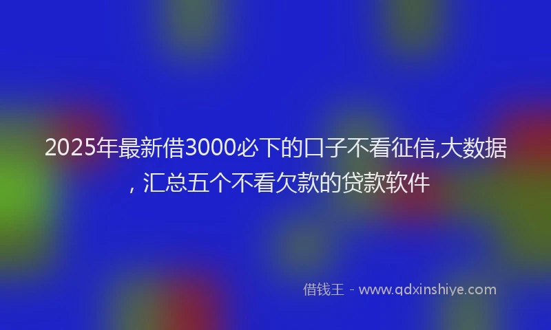 2025年最新借3000必下的口子不看征信,大数据，汇总五个不看欠款的贷款软件
