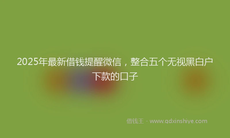 2025年最新借钱提醒微信，整合五个无视黑白户下款的口子