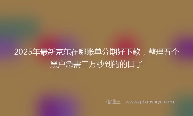 2025年最新京东在哪账单分期好下款，整理五个黑户急需三万秒到的的口子