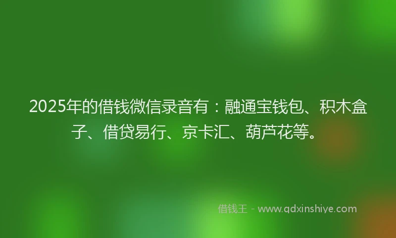 2025年的借钱微信录音有：融通宝钱包、积木盒子、借贷易行、京卡汇、葫芦花等。