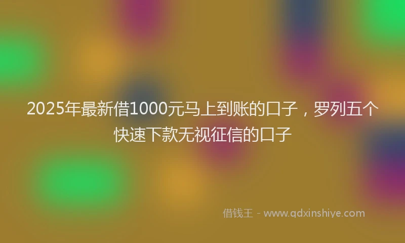 2025年最新借1000元马上到账的口子，罗列五个快速下款无视征信的口子