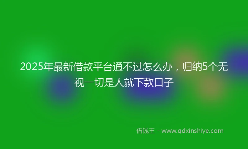 2025年最新借款平台通不过怎么办，归纳5个无视一切是人就下款口子