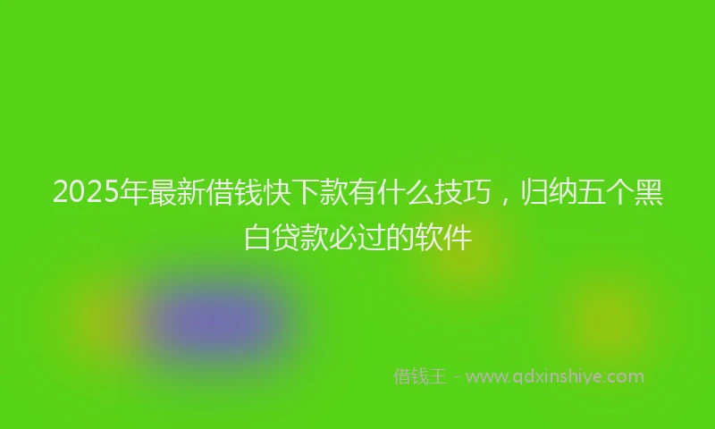 2025年最新借钱快下款有什么技巧，归纳五个黑白贷款必过的软件