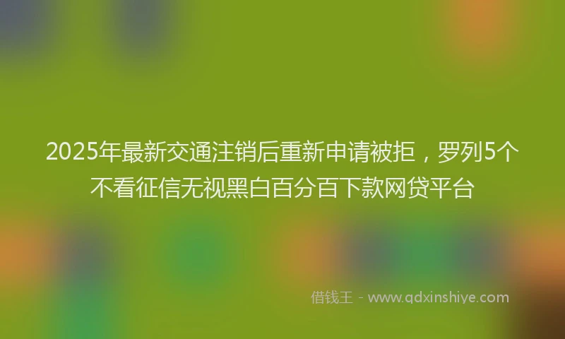 2025年最新交通注销后重新申请被拒，罗列5个不看征信无视黑白百分百下款网贷平台