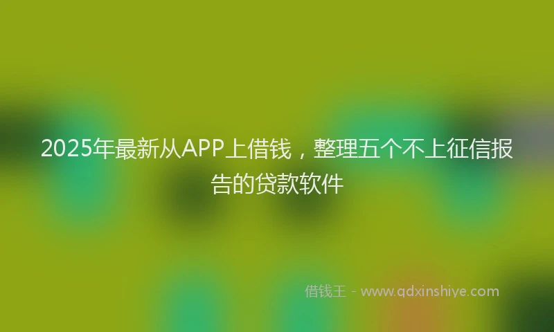 2025年最新从APP上借钱，整理五个不上征信报告的贷款软件