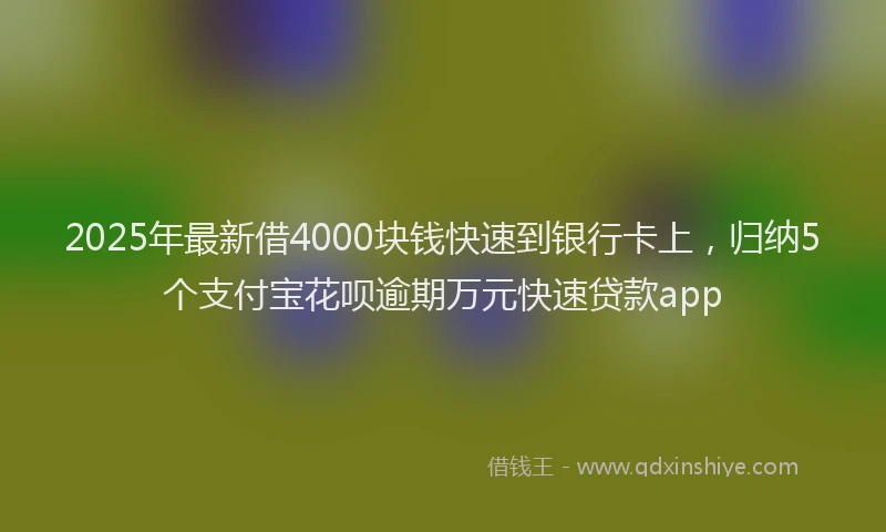2025年最新借4000块钱快速到银行卡上，归纳5个支付宝花呗逾期万元快速贷款app
